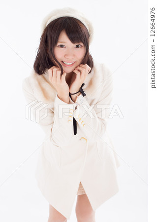 Fashionable girls wearing costumes in a lovely winter Fashionable girls wearing costumes in a lovely winter 12664976