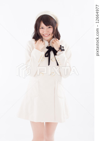 Fashionable girls wearing costumes in a lovely winter Fashionable girls wearing costumes in a lovely winter 12664977