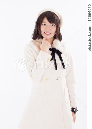 Fashionable girls wearing costumes in a lovely winter Fashionable girls wearing costumes in a lovely winter 12664980