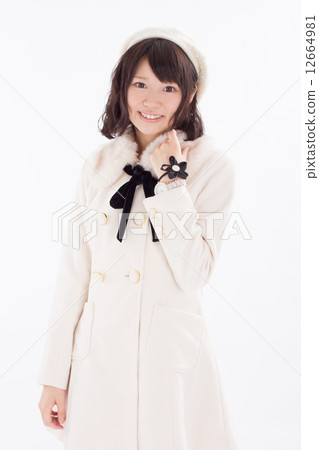 Fashionable girls wearing costumes in a lovely winter Fashionable girls wearing costumes in a lovely winter 12664981