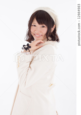 Fashionable girls wearing costumes in a lovely winter Fashionable girls wearing costumes in a lovely winter 12664983