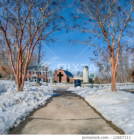 snow around billy graham library after winter storm 12667111