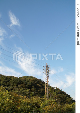 Transmission line in mountains 12668307