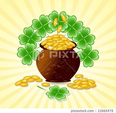 Vector illustration of a St. Patrick day theme with pot of gold Vector illustration of a St. Patrick day theme with pot of gold 12668478