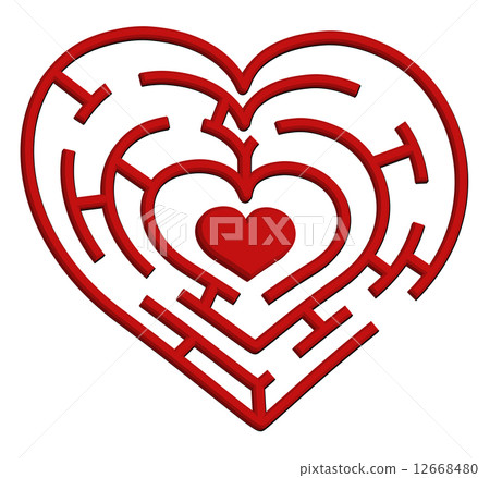 Vector illustration of a heart maze. Valentines Day theme Vector illustration of a heart maze. Valentines Day theme 12668480