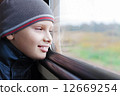 kid cute smile train look window travel 12669254
