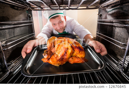 Cooking chicken in the oven. Cooking chicken in the oven. 12670845