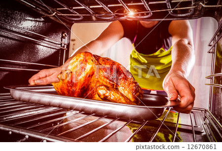Cooking chicken in the oven at home. Cooking chicken in the oven at home. 12670861
