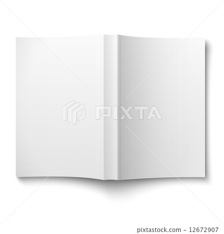Blank softcover book template spread out on white. 12672907