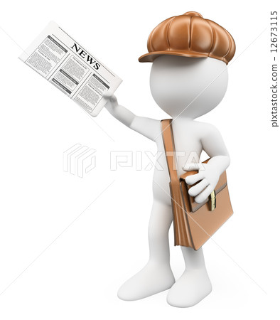 3D white people. Latest news concept. Paperboy 3D white people. Latest news concept. Paperboy 12673115