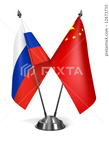 Russia and China - Miniature Flags. 12673735