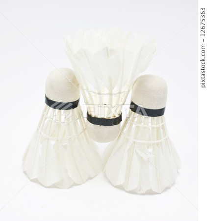 Three shuttlecocks isolated on white background. 12675363