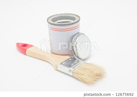 Paintbrush with paint pot isolated on white background. Paintbrush with paint pot isolated on white background. 12675692