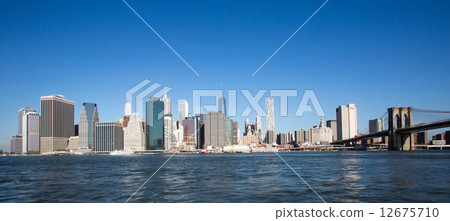 New York City Manhattan skyline panorama with Brooklyn Bridge New York City Manhattan skyline panorama with Brooklyn Bridge 12675710