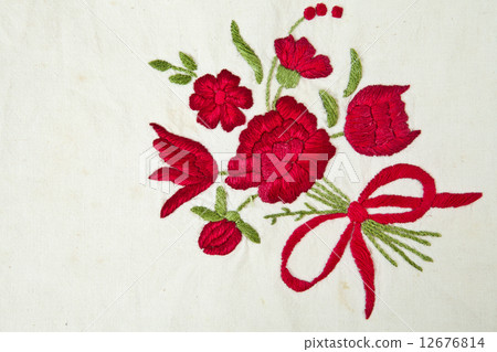 Cotton Rose on cotton background Cotton Rose on cotton background 12676814