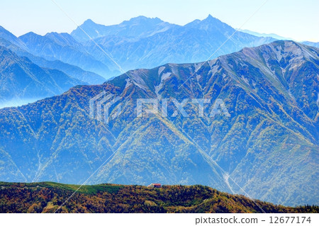 Spear / Hotaka山脈和Seedsamuso從北阿爾卑斯山/鹿島尖頂的山頂 12677174