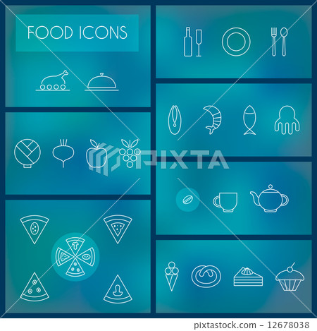 Set of food thin line icons for web and mobile. Set of food thin line icons for web and mobile. 12678038