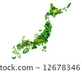 A Japanese map of green leaves 12678346