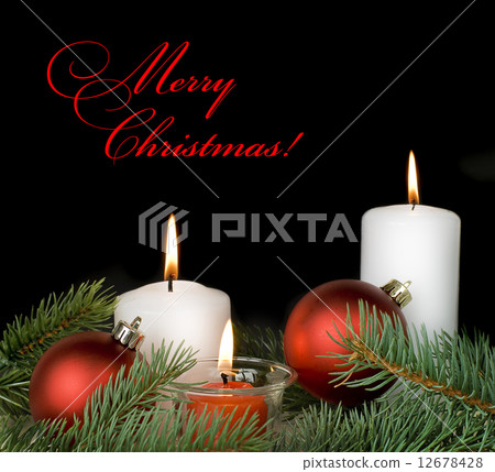 Christmas composition with a burning candles Christmas composition with a burning candles 12678428