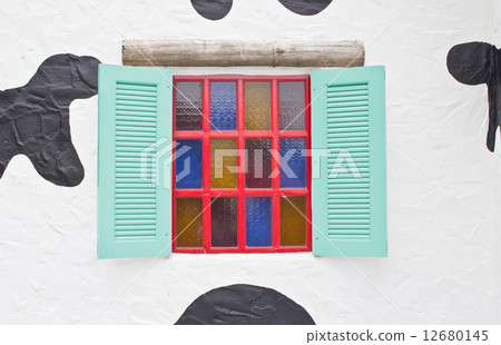 Colorful window with camouflage wall. Colorful window with camouflage wall. 12680145