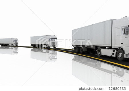 White Trucks on freeway White Trucks on freeway 12680383