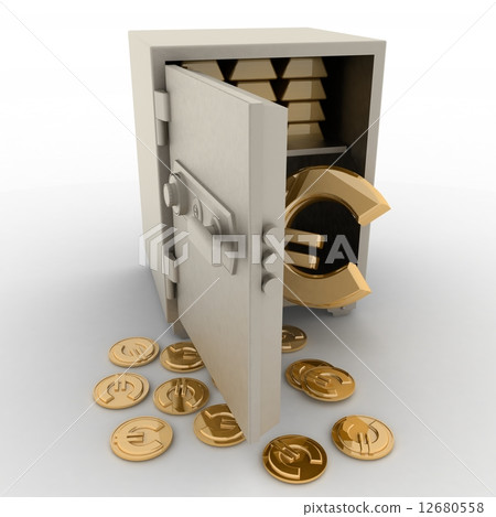 3d illustration of steel safe with euro sign inside 12680558