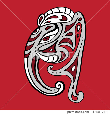 Elephant head.. Ganesha Hand drawn illustration. 12681212