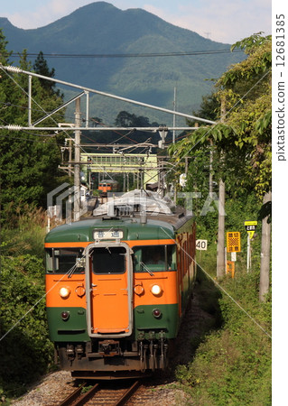 Old Kawarayu Onsen Station and Azuma Line 115 series train sinking to the bottom of the dam due to the construction of Yamba Dam 12681385