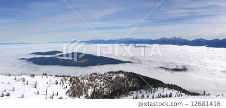 Panoramic View of the mountain in winter 12681416