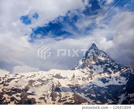 Snowcapped summit top of mountain in Himalayas Snowcapped summit top of mountain in Himalayas 12681809