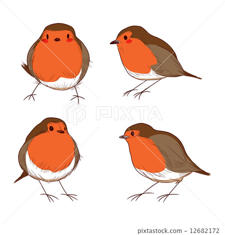 Robin Bird Color Set Stock Illustration 12682172 Pixta