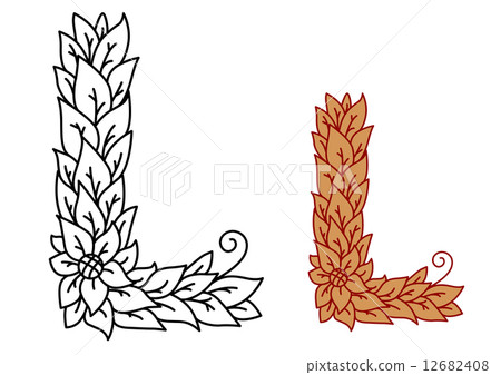 Leaf design uppercase letter L 12682408