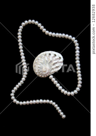 White pearls and nacreous cockleshell 12682938