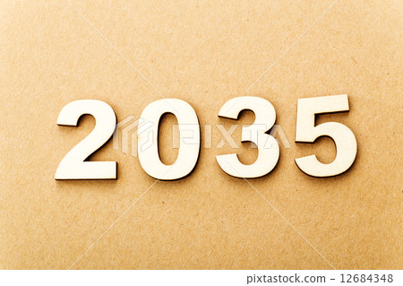 Wooden text for year 2035 12684348