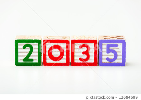 Wooden block for year 2035 12684699