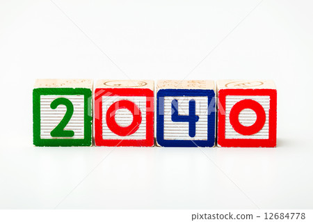 Wooden block for year 2040 12684778