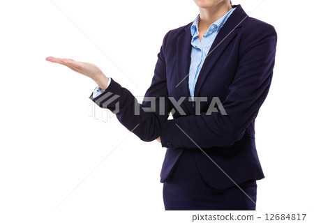Businesswoman with hand showing blank sign Businesswoman with hand showing blank sign 12684817