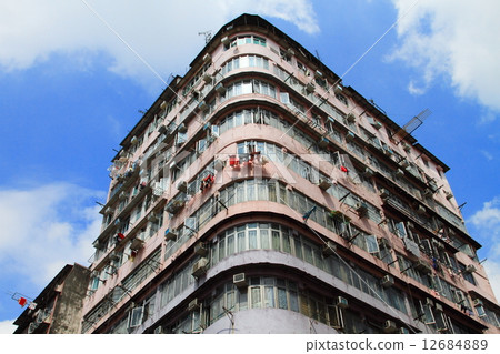 Cramped housing for the poor in Sham Shui Po, Hong Kong 12684889