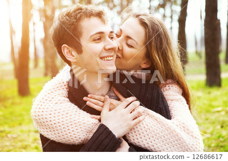 young couple in love outdoors on a sunny day 12686617