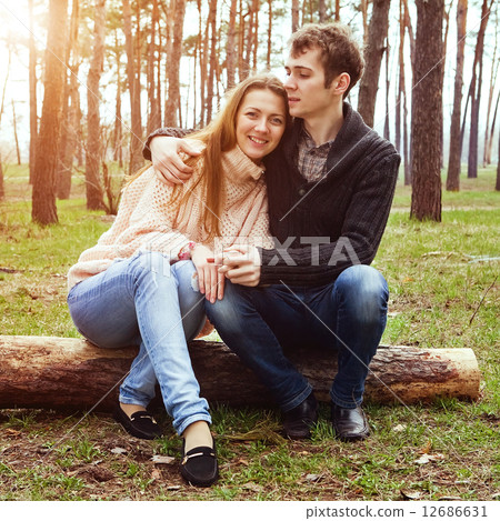 young couple in love outdoors on a sunny day 12686631