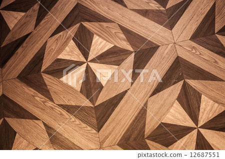 Classical pattern of old brown oak parquet Classical pattern of old brown oak parquet 12687551