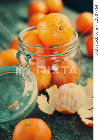 Composition with Tangerines in a Jar. Toned Composition with Tangerines in a Jar. Toned 12687764