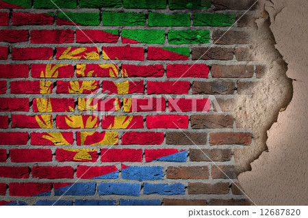Dark brick wall with plaster - Eritrea Dark brick wall with plaster - Eritrea 12687820