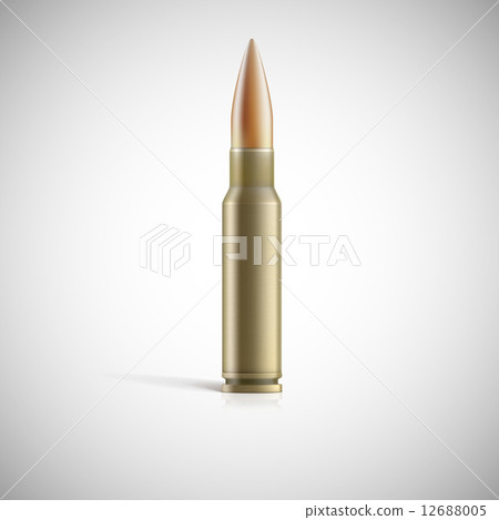 Single bullet. Cartridge for rifle or AK 47 isolated on white background 12688005