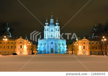 St. Nicholas Cathedral in Saint-Petersburg at night. 12689343