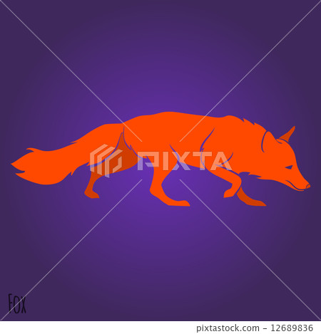 Red running fox silhouette Red running fox silhouette 12689836