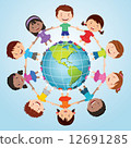 Children of the world. America globe. 12691285