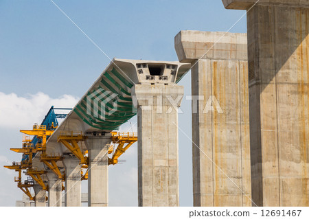 Construction in progress of a mass rapid transit line 12691467