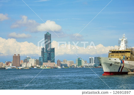 Kaohsiung's landscape 85 Building and sea and ship 12691897