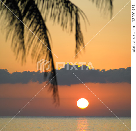 sunset over Caribbean Sea, Maria la Gorda, Pinar del Rio Provinc 12691921
